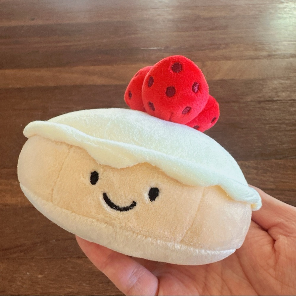Strawberry Tart Plush Bag Charm Keychain Cute Dessert Kawaii Gift New